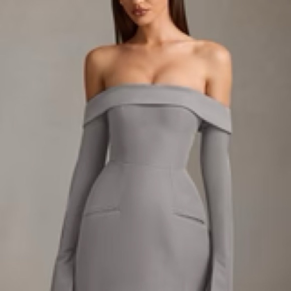 POL Strapless Gray Dress